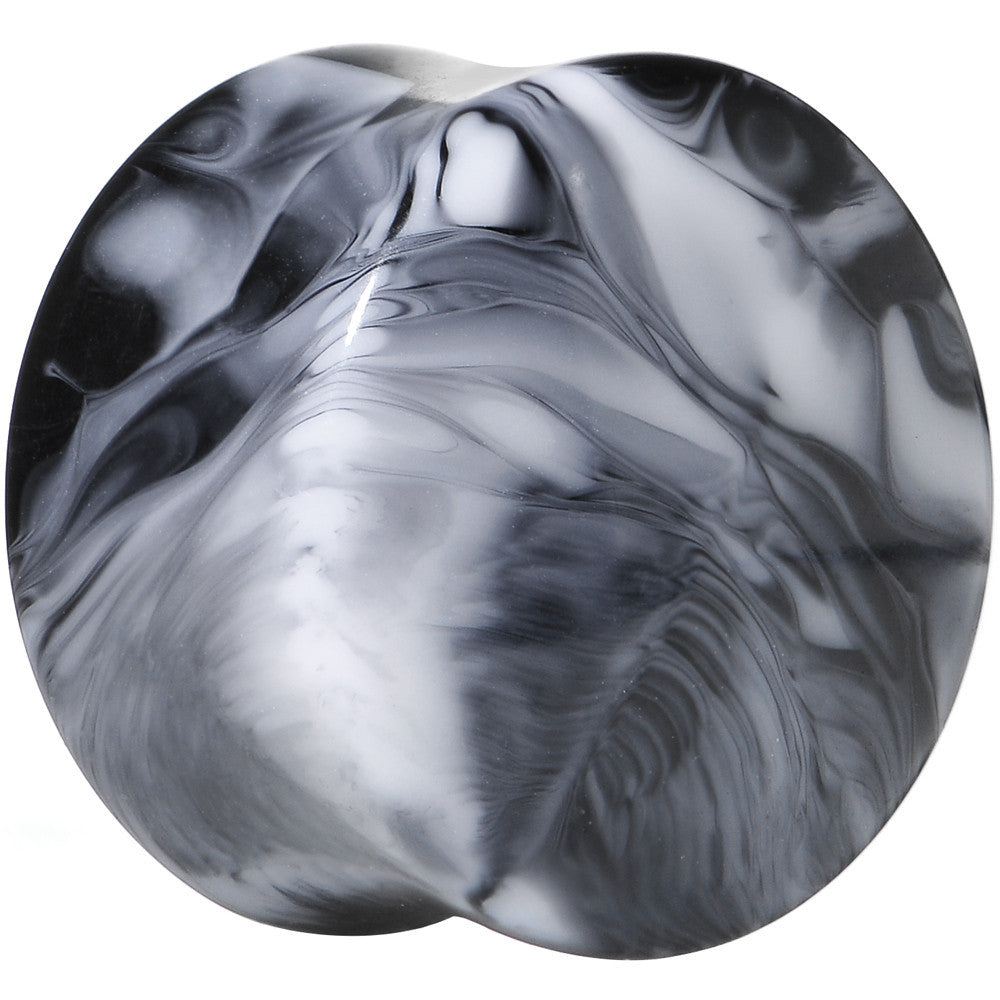 18mm Acrylic Black and White Marbled Saddle Plug