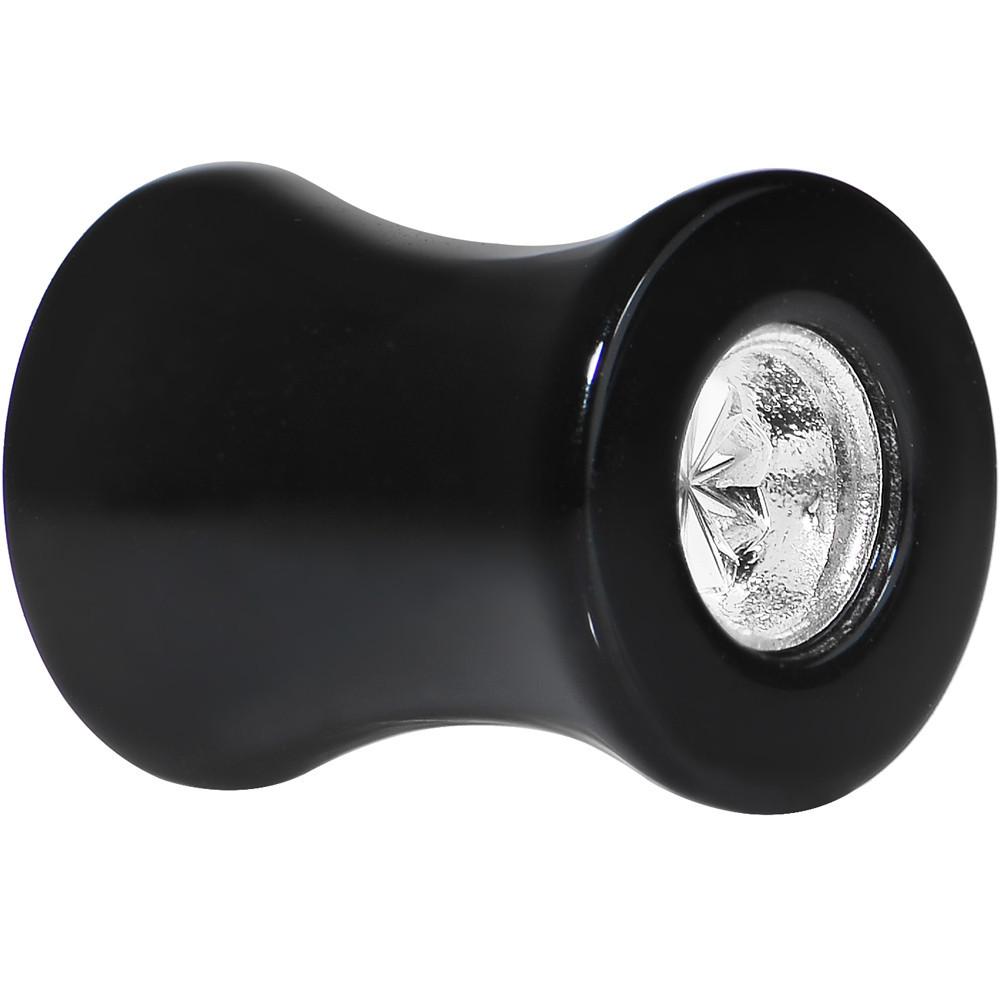 Black Acrylic Silver Flashy Tire Rim Saddle Plug 2 Gauge to 20mm