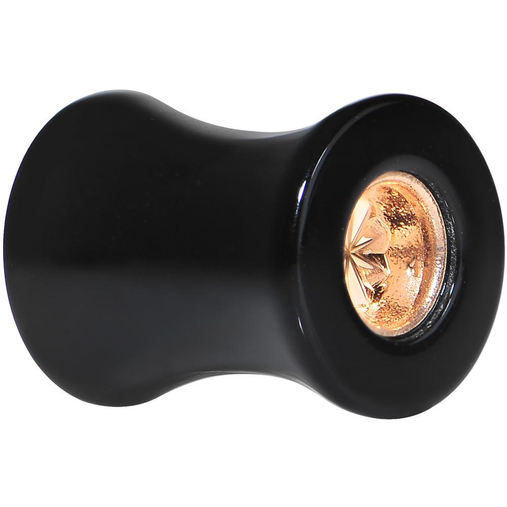 Black Acrylic Gold Flashy Tire Rim Saddle Plug 2 Gauge to 20mm