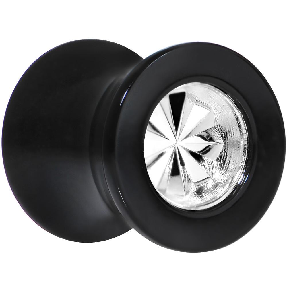 Black Acrylic Silver Flashy Tire Rim Saddle Plug 2 Gauge to 20mm