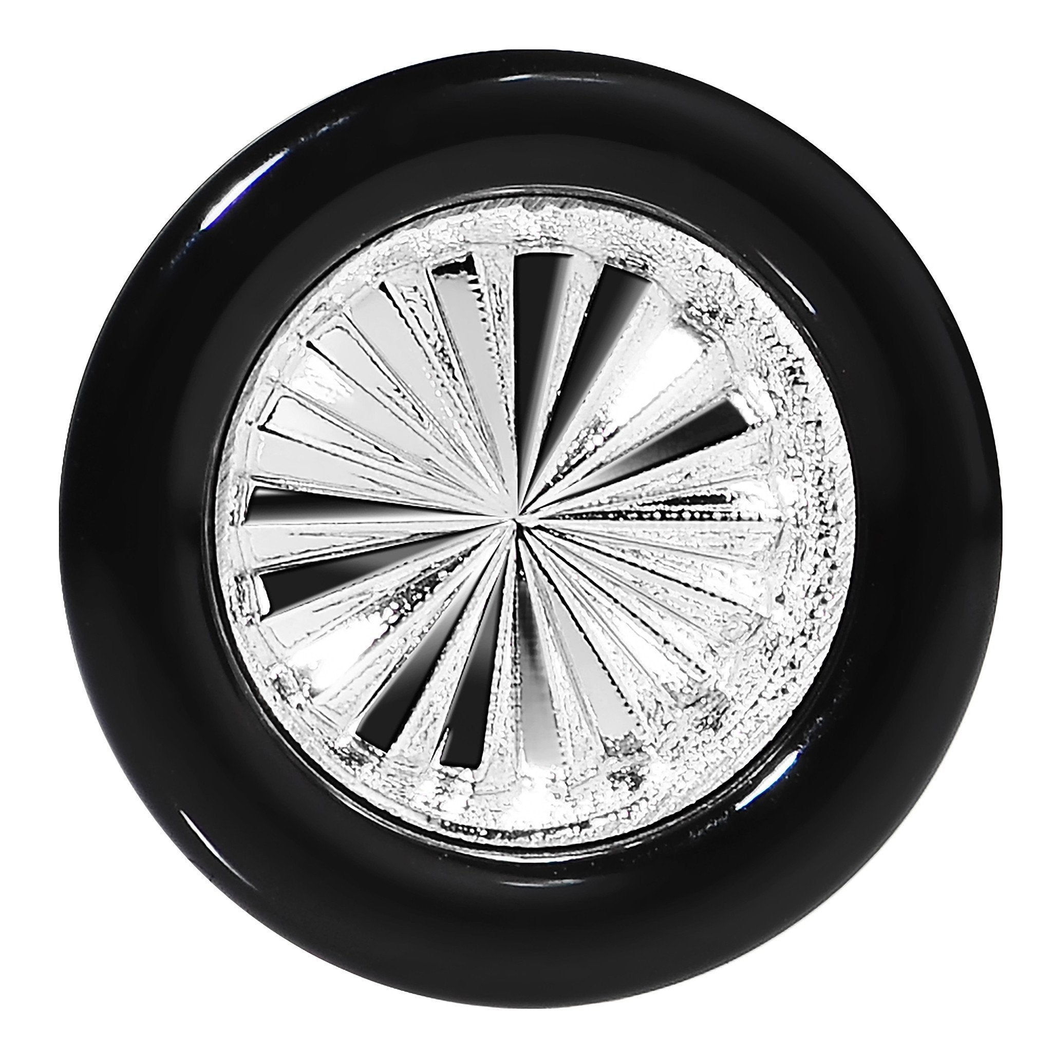 Black Acrylic Silver Flashy Tire Rim Saddle Plug 2 Gauge to 20mm