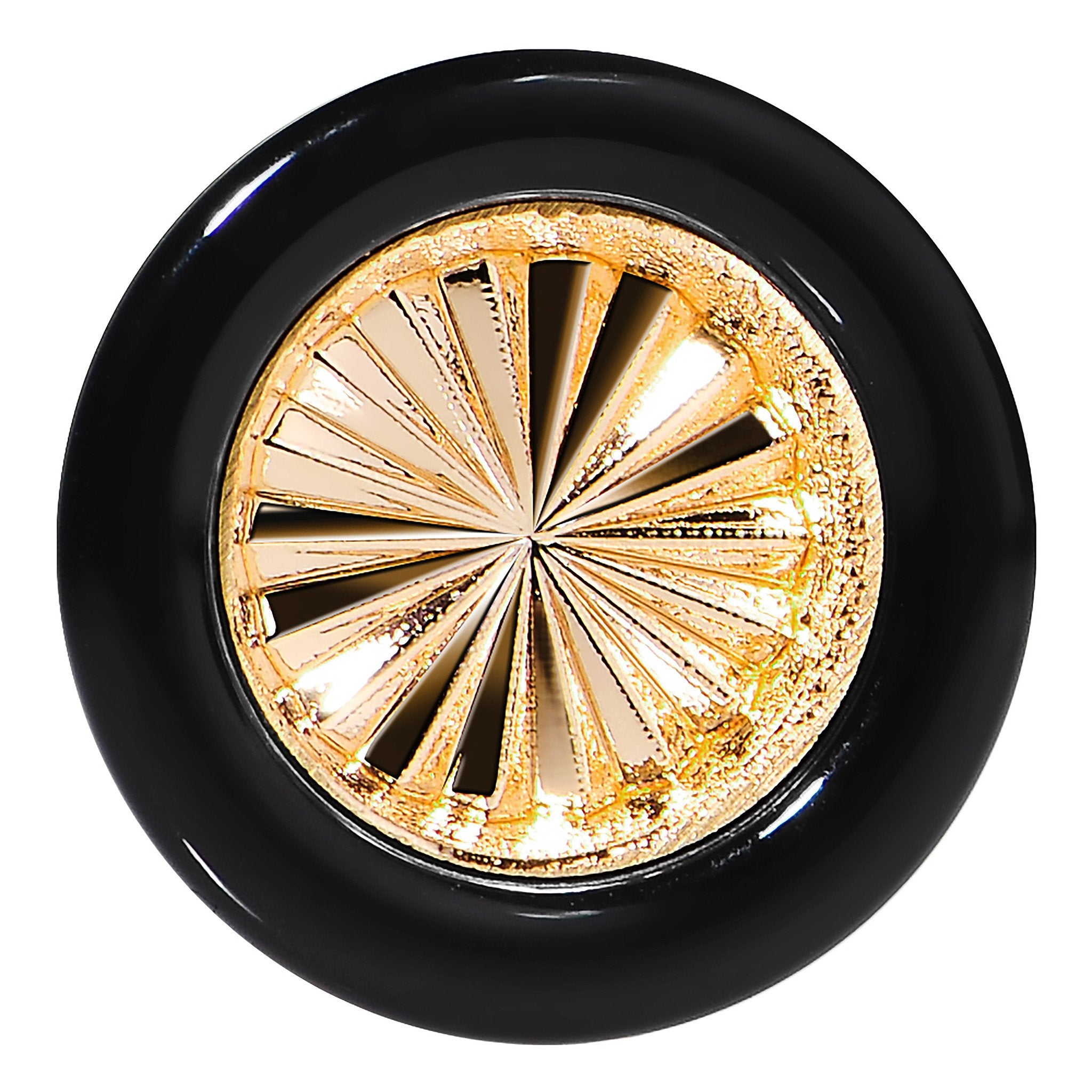 Black Acrylic Gold Flashy Tire Rim Saddle Plug 2 Gauge to 20mm