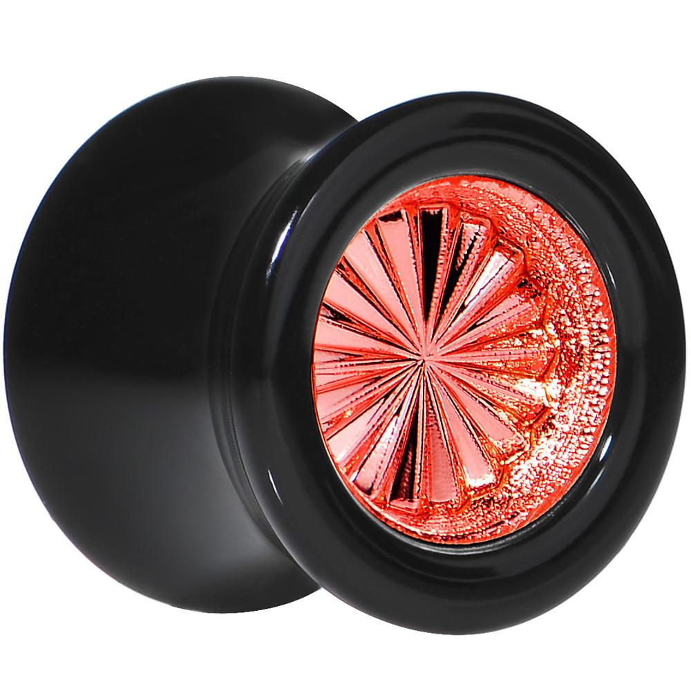 Black Acrylic Red Flashy Tire Rim Saddle Plug 2 Gauge to 20mm