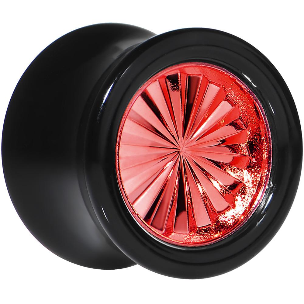 Black Acrylic Red Flashy Tire Rim Saddle Plug 2 Gauge to 20mm