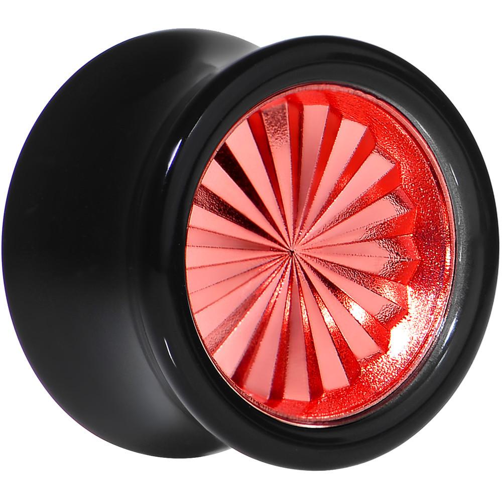 Black Acrylic Red Flashy Tire Rim Saddle Plug 2 Gauge to 20mm