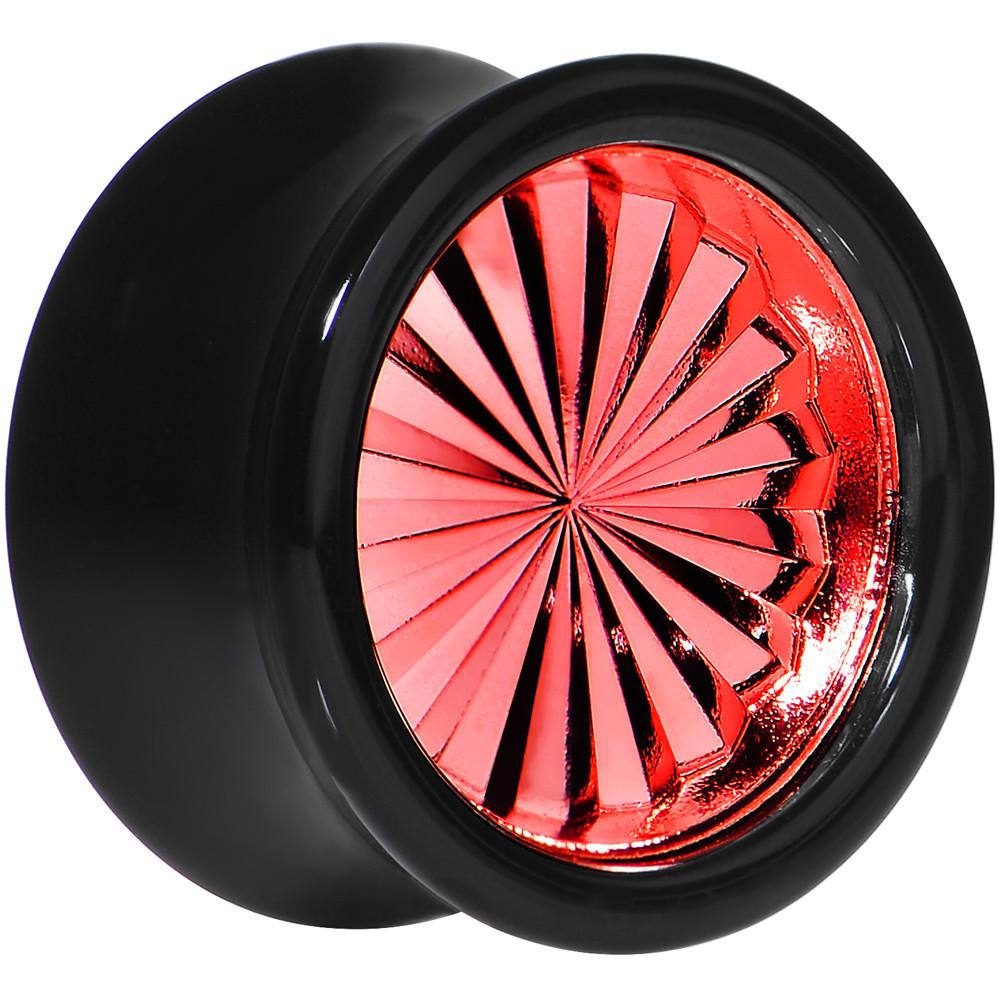 Black Acrylic Red Flashy Tire Rim Saddle Plug 2 Gauge to 20mm