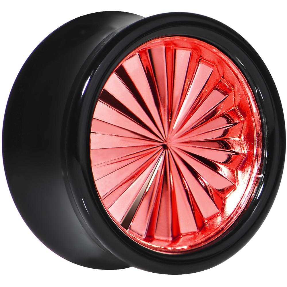 Black Acrylic Red Flashy Tire Rim Saddle Plug 2 Gauge to 20mm