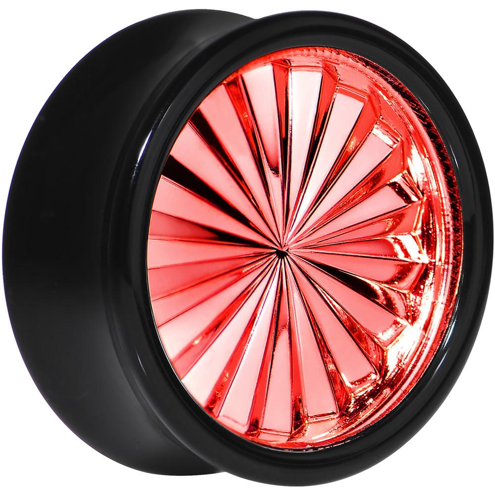 Black Acrylic Red Flashy Tire Rim Saddle Plug 2 Gauge to 20mm