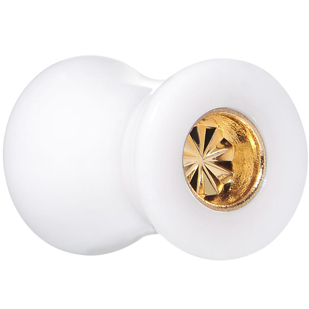 White Acrylic Gold Flashy Tire Rim Saddle Plug 2 Gauge to 20mm