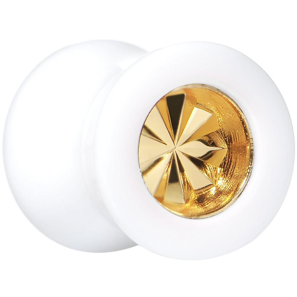 White Acrylic Gold Flashy Tire Rim Saddle Plug 2 Gauge to 20mm