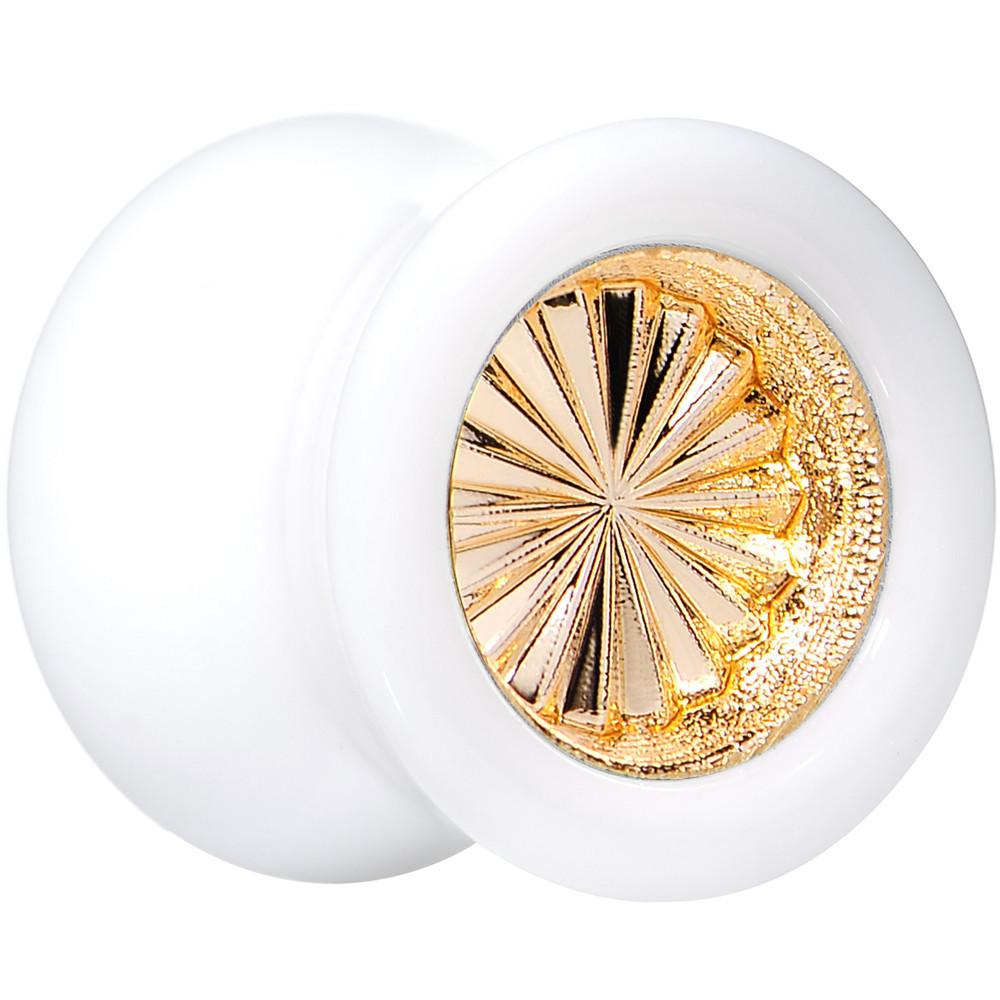 White Acrylic Gold Flashy Tire Rim Saddle Plug 2 Gauge to 20mm