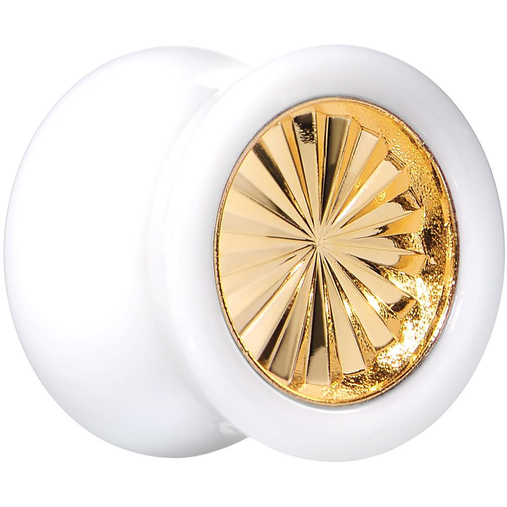 White Acrylic Gold Flashy Tire Rim Saddle Plug 2 Gauge to 20mm