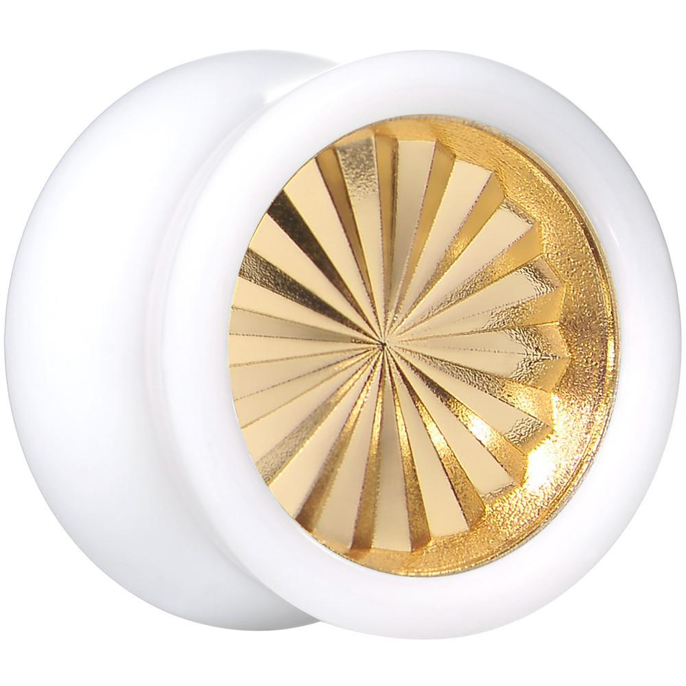 White Acrylic Gold Flashy Tire Rim Saddle Plug 2 Gauge to 20mm