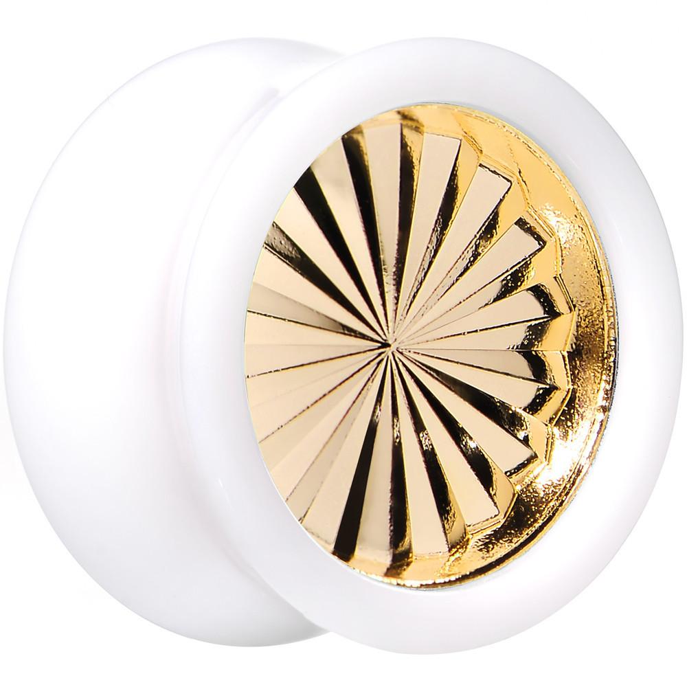 White Acrylic Gold Flashy Tire Rim Saddle Plug 2 Gauge to 20mm