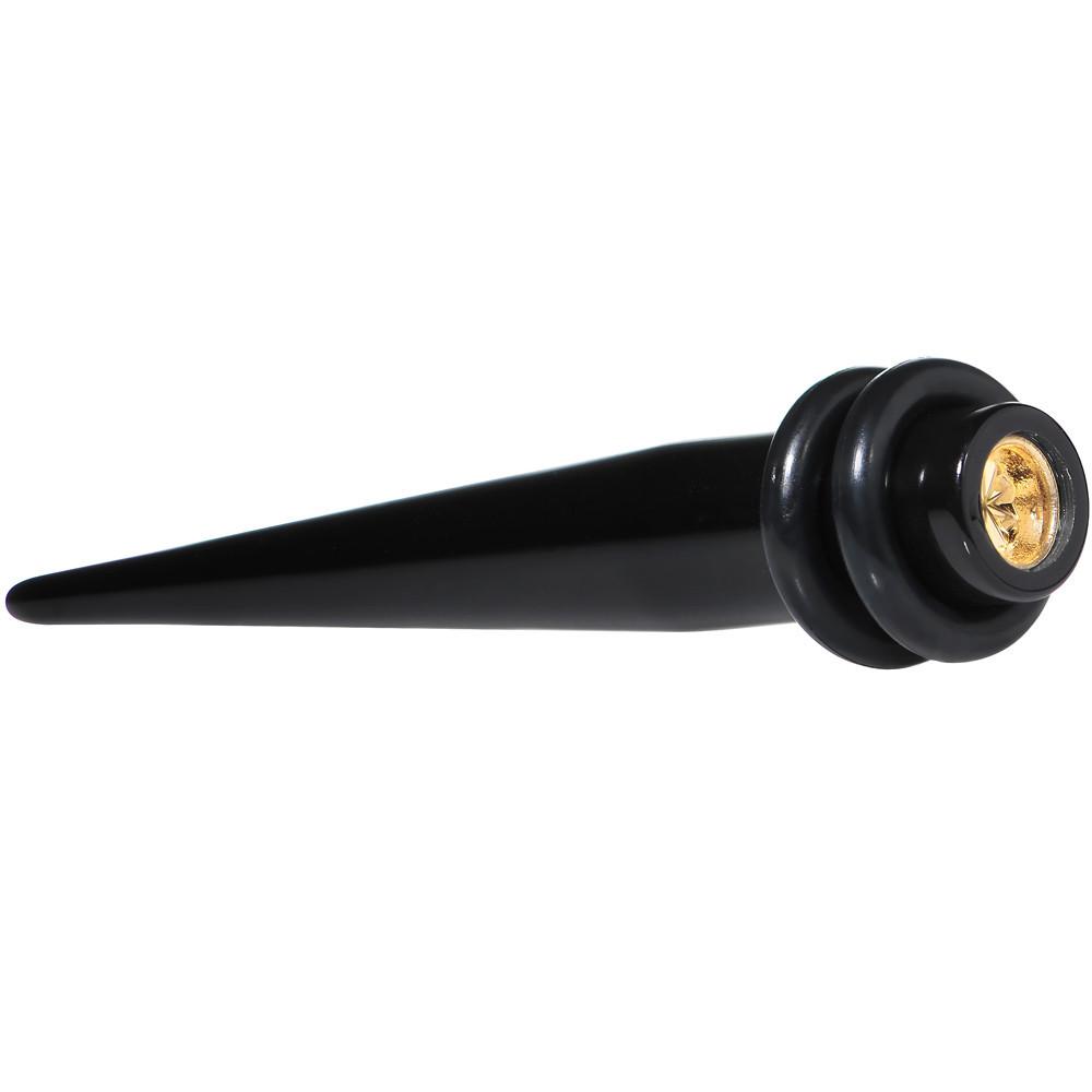 Black Acrylic Gold Flashy Tire Rim Taper 2 Gauge to 20mm