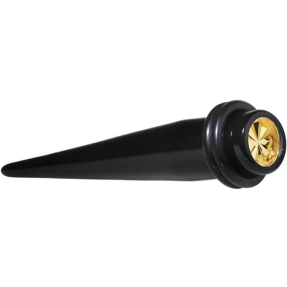 Black Acrylic Gold Flashy Tire Rim Taper 2 Gauge to 20mm