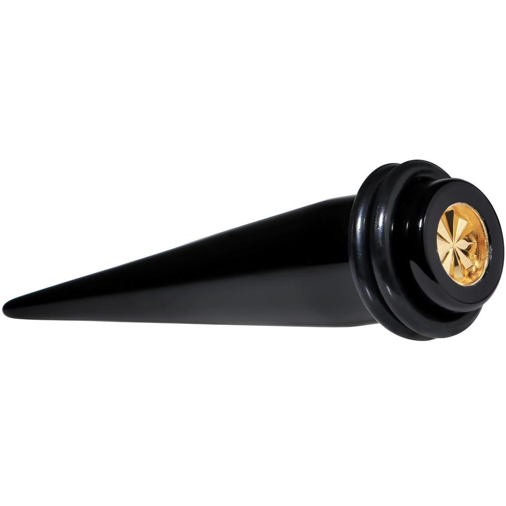 Black Acrylic Gold Flashy Tire Rim Taper 2 Gauge to 20mm