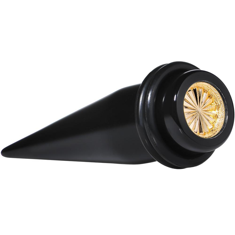 Black Acrylic Gold Flashy Tire Rim Taper 2 Gauge to 20mm