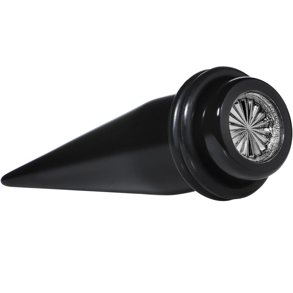 Black Acrylic Grey Flashy Tire Rim Taper 2 Gauge to 20mm