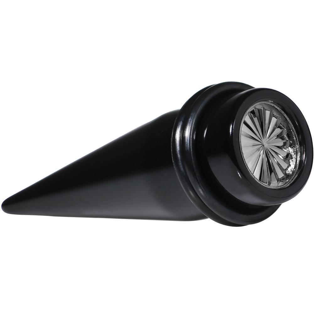 Black Acrylic Grey Flashy Tire Rim Taper 2 Gauge to 20mm