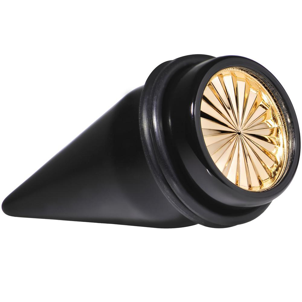 Black Acrylic Gold Flashy Tire Rim Taper 2 Gauge to 20mm