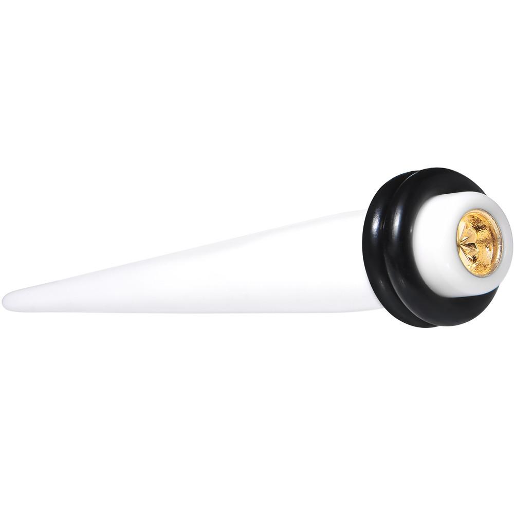 White Acrylic Gold Flashy Tire Rim Taper 2 Gauge to 20mm