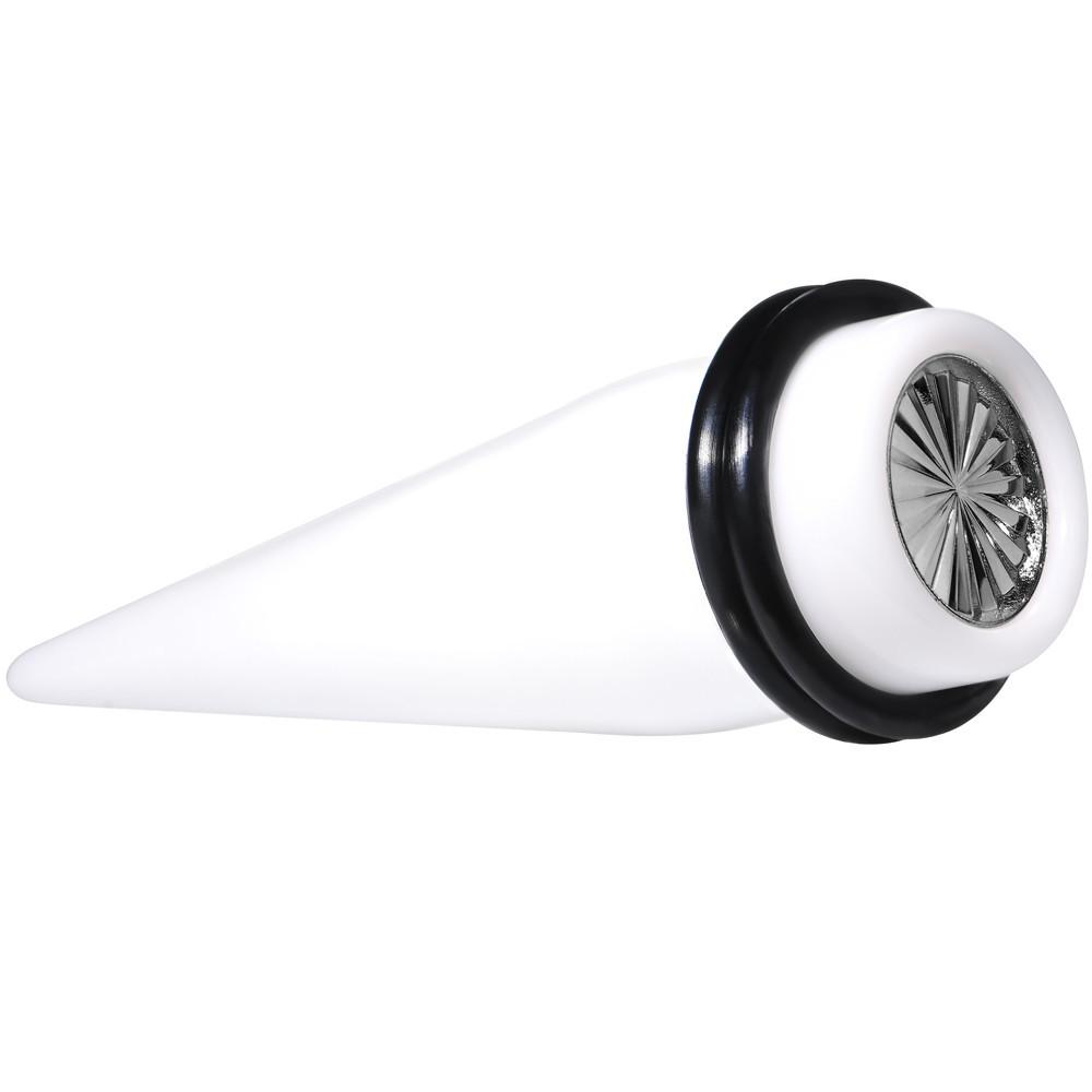 White Acrylic Grey Flashy Tire Rim Taper 2 Gauge to 20mm