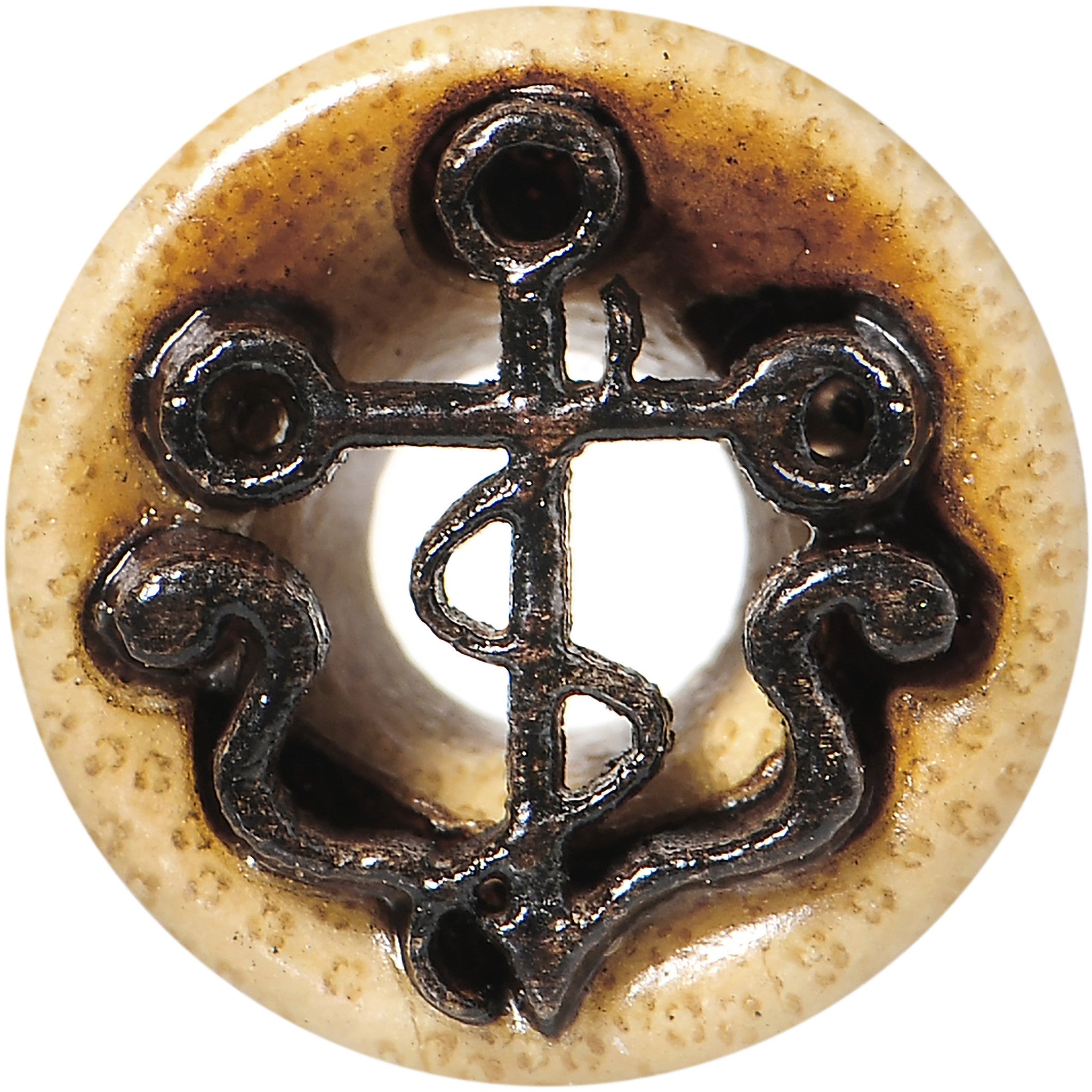 1/2 Organic Wood Nautical Anchor Double Flare Tunnel Plug