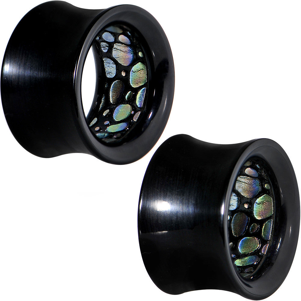 5/8 Black Acrylic Almost Abalone Double Flare Tunnel Plug