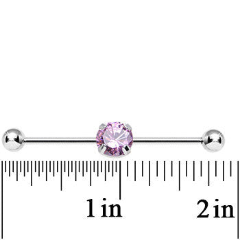 14 Gauge Pink CZ Shimmering Circle Industrial Barbell 38mm