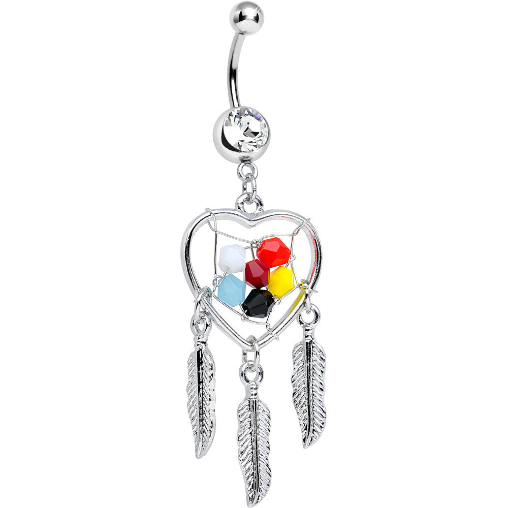 Clear Gem Multicolored Forever Dreaming Dreamcatcher Dangle Belly Ring