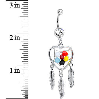 Clear Gem Multicolored Forever Dreaming Dreamcatcher Dangle Belly Ring