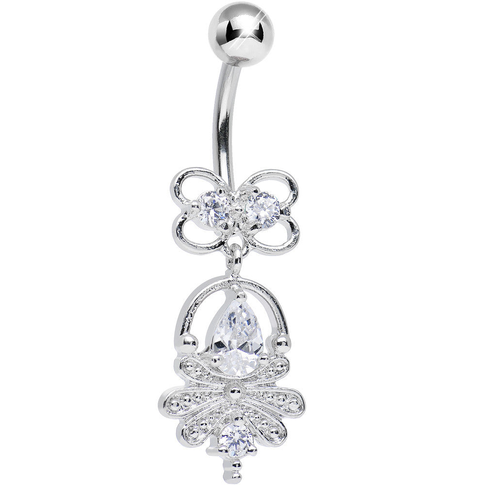 Clear Cubic Zirconia Royal Aura Dangle Belly Ring