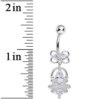 Clear Cubic Zirconia Royal Aura Dangle Belly Ring