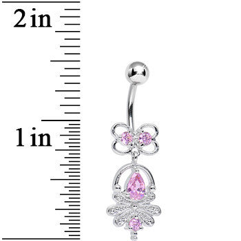 Pink Cubic Zirconia Royal Aura Dangle Belly Ring