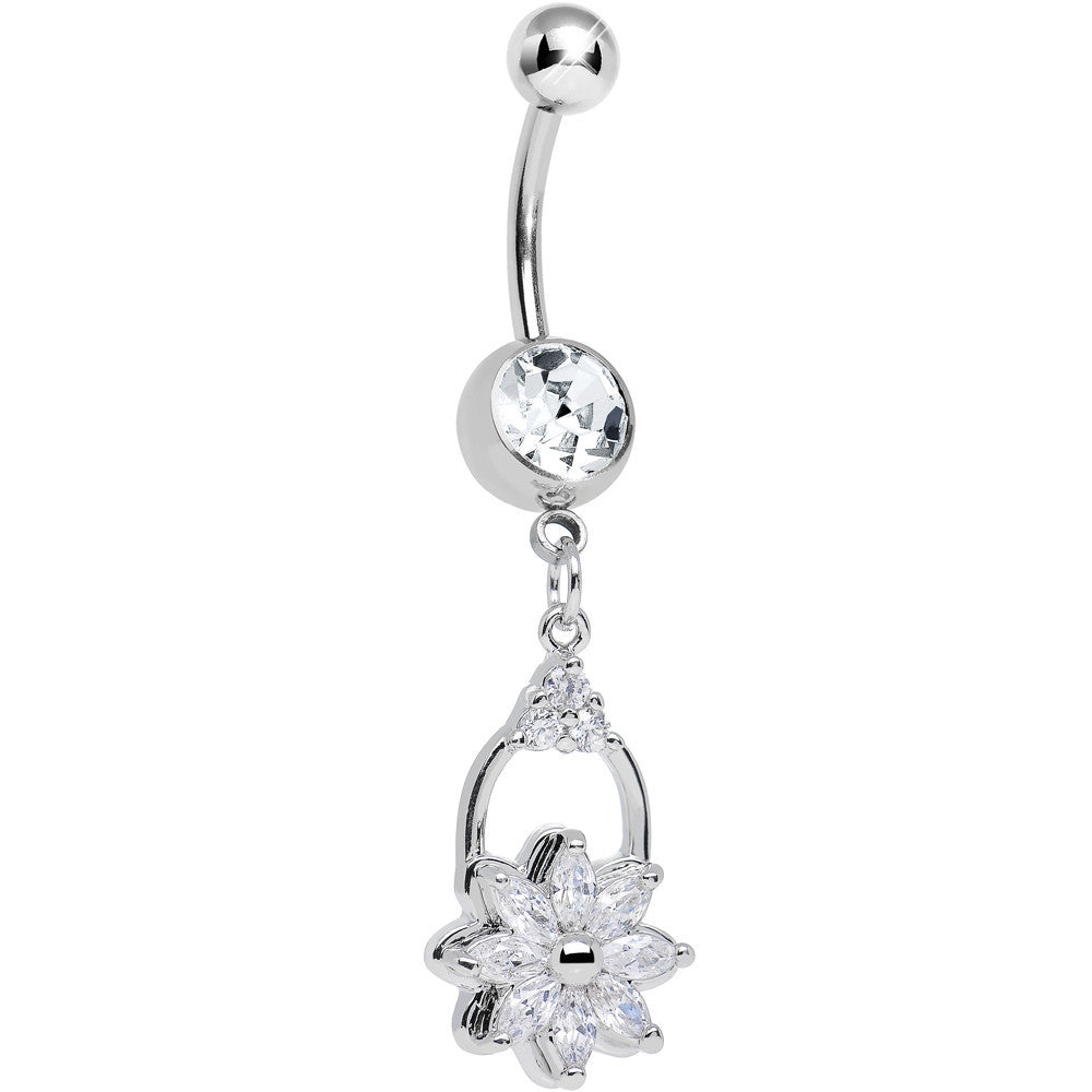 Clear Cubic Zirconia Mystery Garden Door Knocker Dangle Belly