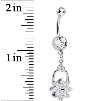 Clear Cubic Zirconia Mystery Garden Door Knocker Dangle Belly