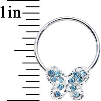 16 Gauge 7/16 Aqua Gem Soaring Butterfly BCR Captive Ring