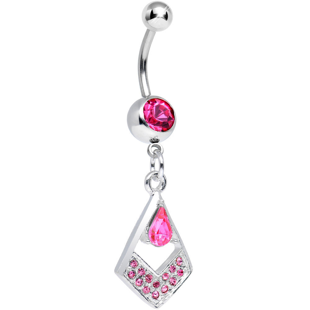 Pink Gem Duchess in Disguise Diamond Shaped Dangle Belly Ring