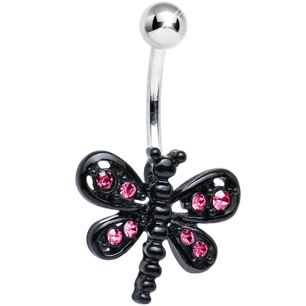 Pink Gem Dark and Dreamy Dragonfly Belly Ring