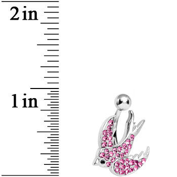 Pink Gem Paved Sparkling Songbird Belly Ring