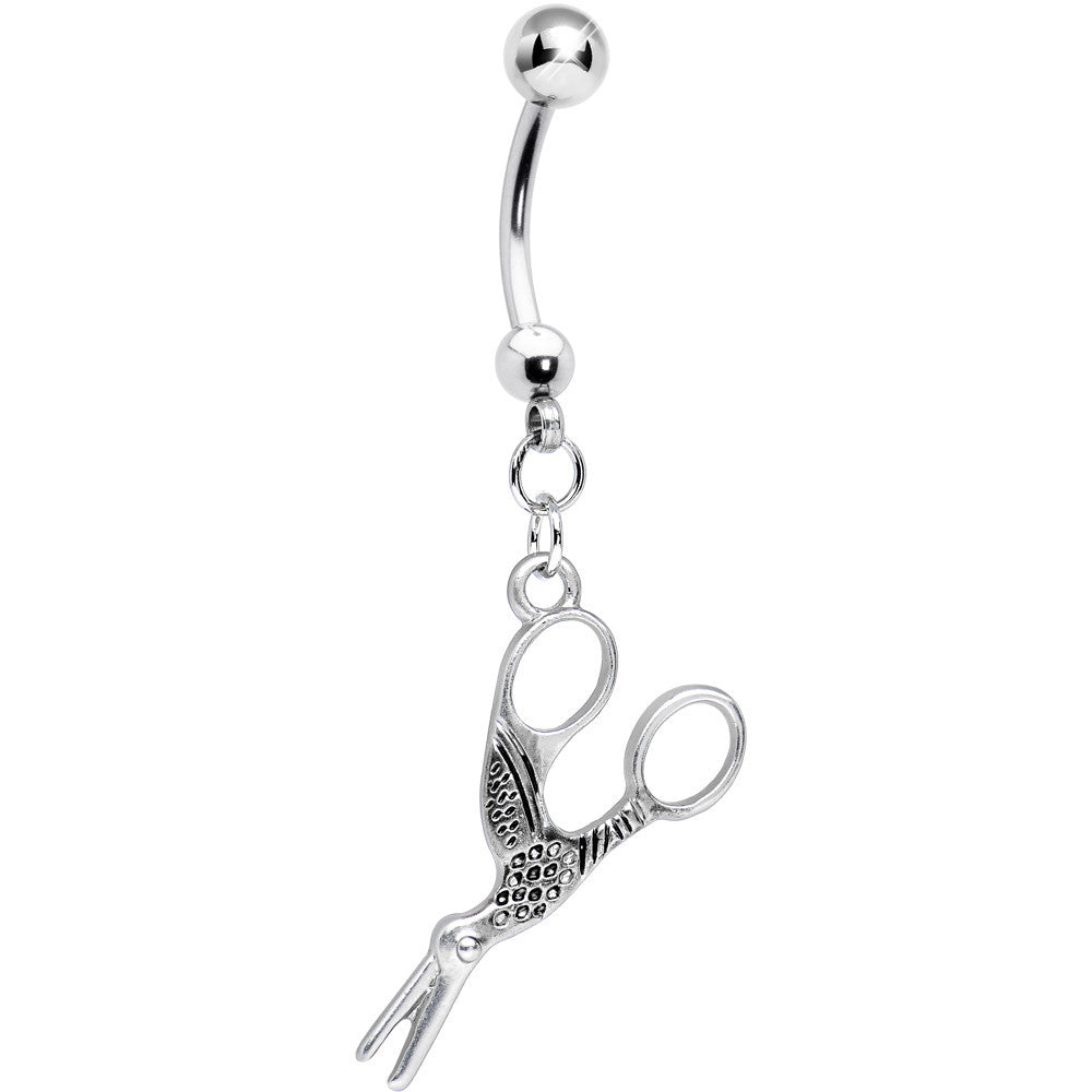 Stainless Steel Optical Illusion Scissor Dangle Belly Ring