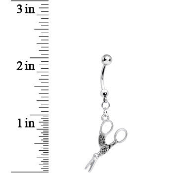 Stainless Steel Optical Illusion Scissor Dangle Belly Ring