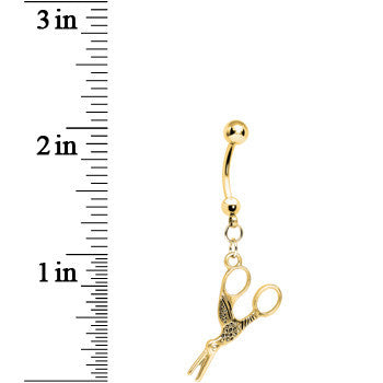 Gold Plated Optical Illusion Scissor Dangle Belly Ring