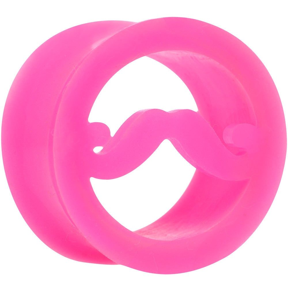 20mm Pink Silicone Dapper Mustache Tunnel Plug