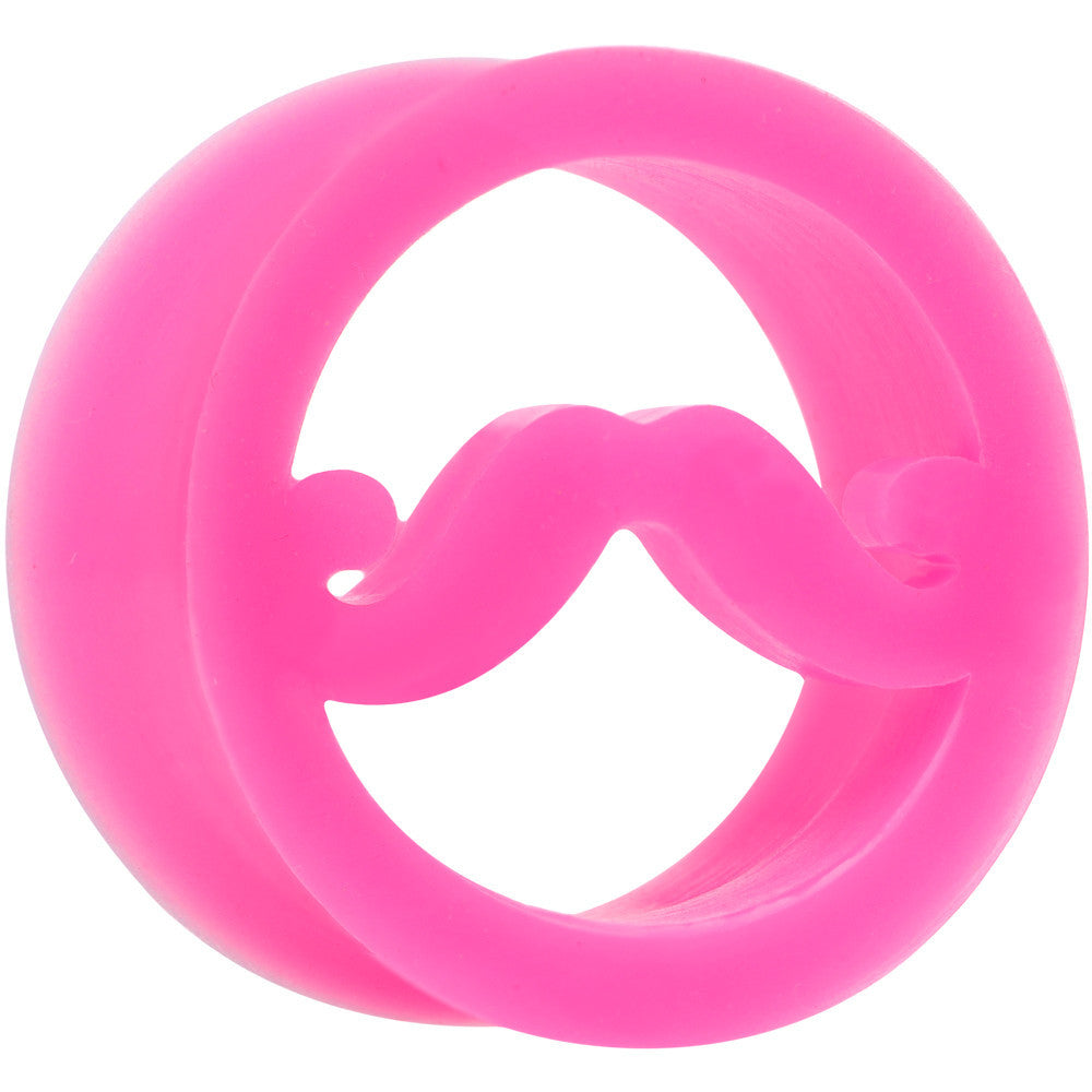 25mm Pink Silicone Dapper Mustache Tunnel Plug