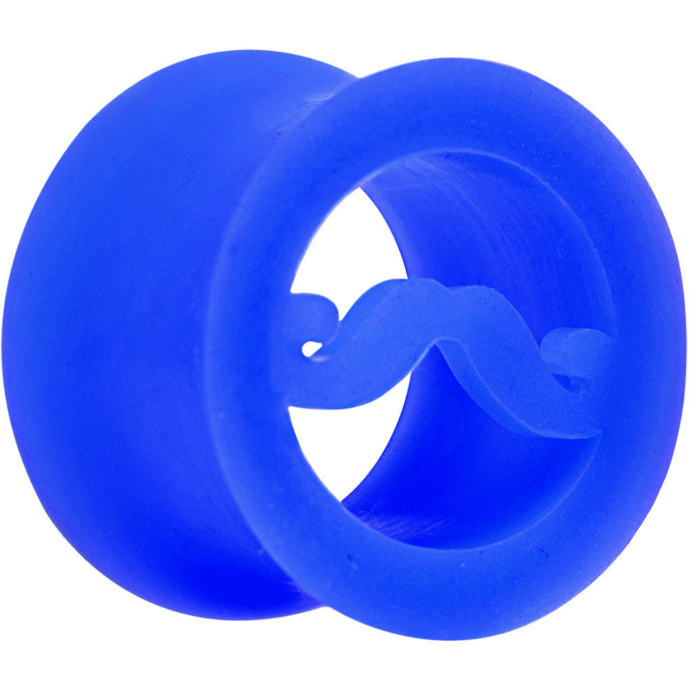 5/8 Blue Silicone Dapper Mustache Tunnel Plug