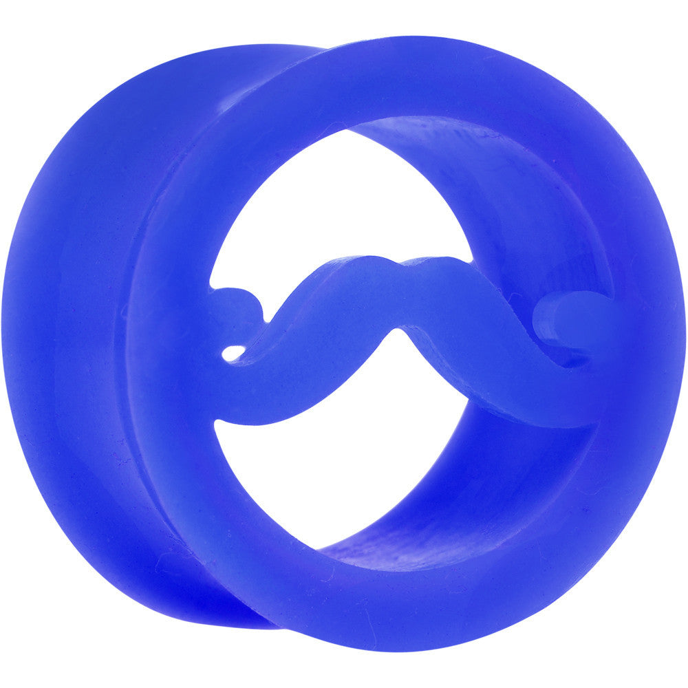 18mm Blue Silicone Dapper Mustache Tunnel Plug