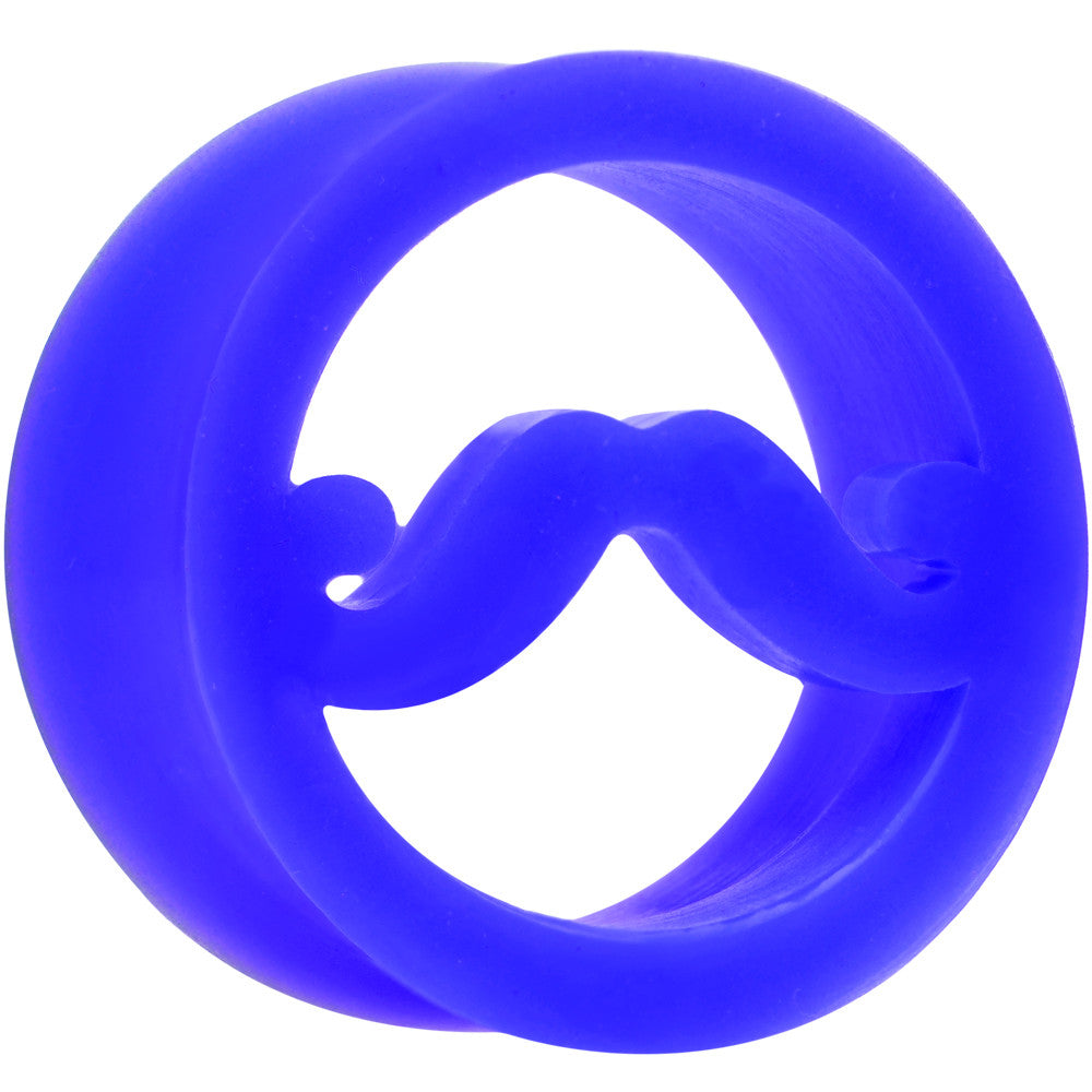 25mm Blue Silicone Dapper Mustache Tunnel Plug