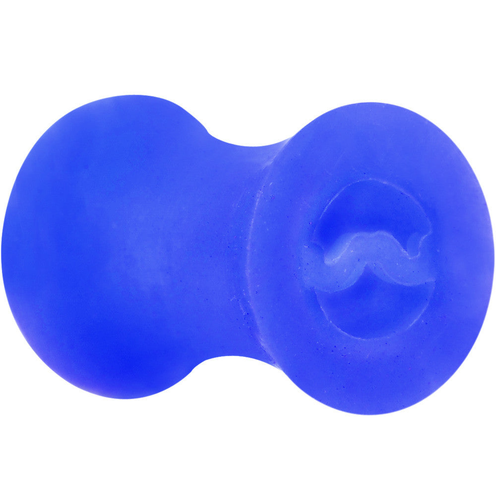 2 Gauge Blue Silicone Dapper Mustache Tunnel Plug